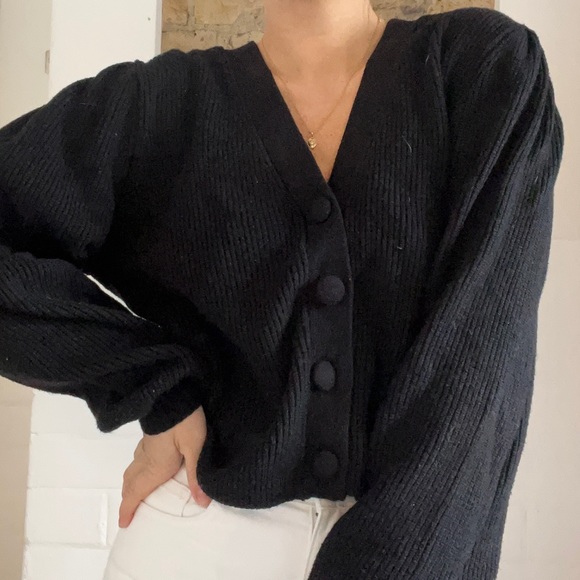 Zara Black Cropped Cardigan - Picture 3 of 6